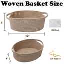 Small Woven Rope Basket-Empty Gifts Basket with Bag and Ribbons,Cute Handle Organizer Box for Birthday/Baby Shower, Toy Storage, Nursery Organizing & Shelf Decor(Mixed Brown)