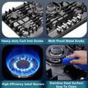 30 Inch Gas Cooktop, Built-in 5 Burners Stainless Steel Stovetop with Thermocouple Protection LPG/NG Convertible Stove Dual Fuel Cooktop DM527-SA02B