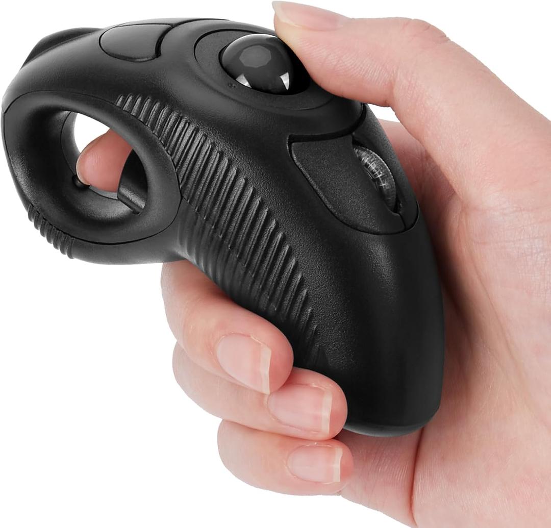 Welspo Wireless USB Handheld Finger Trackball(Black) Mouse with Laser Pointer