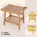 Bamboo Shower Stool Bench,Shower Chair for Inside Shower with Storage Shelf
