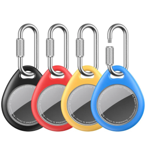 UNBREAKcable AirTag Holder for Apple - 4 Pack Air Tag Case [Professional Carabiner] [Waterproof] [Shockproof] TPU AirTag Keychain for Kids, Pets, Keys, Luggage, Backpacks