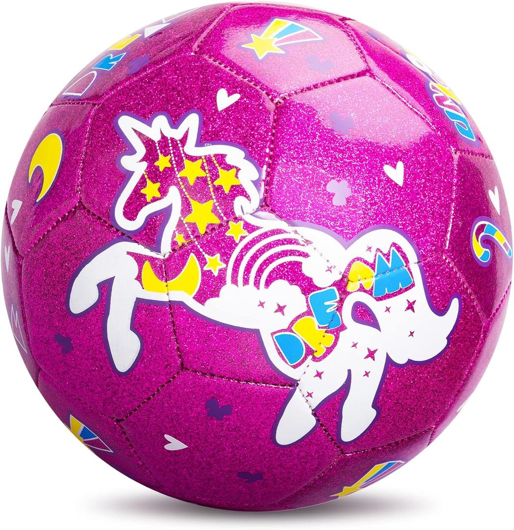 ZOOJOY Size 3 Soccer Ball Girls, Kids Pink Unicorn Soccer Ball, Gift for Toddlers with Pump, Outdoor/Indoor Play Toys for Baby Girls Boys Ages 2 3 4 5 6 7 8