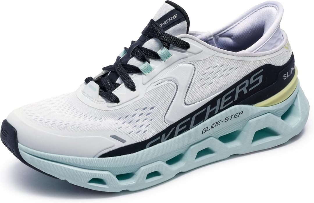 Skechers Women's Glide-Step Atlus Hands Free Slip-ins Sneaker (8.5, Wmlt=white/Multi)