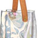 Glass Purse Vase for Flowers Iridescent Vases for Centerpieces Glass Bag Vase with Leather Handle Small Handbag Vases for Decor Decorative Fish Bowl for Home Wedding Decor