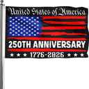 2 x 250TH Anniversary Party Flag, 3x5 Feet Outdoor Flag | with 2 Brass Grommets, for Garden Patriotic Balcony Decor