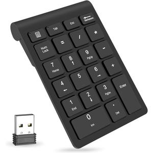 Foloda Wireless Number Pads, Numeric Keypad Numpad 22 Keys Portable 2.4 GHz Financial Accounting Number Keyboard Extensions 10 Key for Laptop, PC, Desktop, Surface Pro, Notebook (Black)