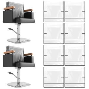 Hoolerry 8 Pcs Square Salon Chair Covers - Clear Plastic, 19.7 Inch for Standard Salon & Office Chairs(Black Edge)