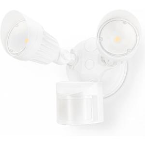 LEONLITE COB LED Security Light, Motion Sensor Outdoor Lights, Dusk to Dawn, 100-277V, ETL Listed, Adjustable Heads, Motion Detector Flood Light, Aluminum, IP65 Waterproof, 5000K Daylight, White