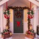 Amyhill 2 Pcs 13.8'' Large Red Christmas Ball Ornament for Porch Front Door
Artificial Christmas Balls with Pines Berries, Rustic Glitter Fabric Hanging Balls Decoration for Xmas Outdoor Indoor Party