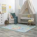 STARUIA Girls Rugs for Bedroom, 3x5 Washable Kids Rugs for Playroom, Non Slip Soft Kids Room Nursery Butterfly Rug, Non Shedding Baby Carpet for Daycare Castle Dorm Indoor Decor(Blue,3'x5')