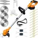 Electric Weed Wacker Cordless for Dewalt 20V MAX Battery, 4-in-1 Weed Eater Battery Powered, Brush Cutter with 4Types Blades, for Lawn, Yard and Bush Trimming (No Battery) (Orange)