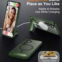 Temdan Magnetic for Samsung Galaxy S25 Plus Case, [Innovate Stand][Military Grade Drop Protection][Non Slip][Translucent Matte] Shockproof Phone Case for Galaxy S25 Plus 6.7" 2025 -DarkGreen