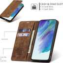 QLTYPRI Wallet Case for Samsung Galaxy S21 5G, Vintage Folio PU Leather Purse Case with Card Slots Magnetic Closure Kickstand Flip Crashproof Phone Cover for Samsumg Galaxy S21 -Brown