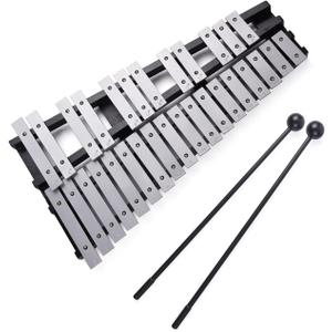 Foldable 30 Note Glockenspiel Xylophone Wooden Frame Aluminum Bars Educational Percussion Musical Instrument Professional Percussion Instrument Set for Adults & Students