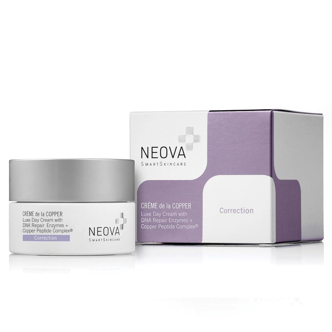 NEOVA SmartSkincare Creme de la Copper Moisturizing Cream with DNA Repair Enzymes and Copper Peptide Complex for All Day Hydradtion. Dermatologist Tested