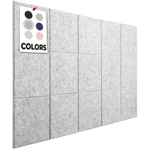 Office Cork Board, 59"x36" | 15 Pack | Large Cork Boards for Walls, Tac Board, Wall Protector for Dart Board, Corks Boards, Corkboard for Wall, Felt Board Tiles (Gray Marble)