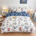 DJY Dinosaur Kids Duvet Cover Set Full Size, 100% Cotton Dino Truck Car Bedding Set for Boys Girls, 3 Pieces Reversible Dinosaur Comforter Cover Set, 1 Duvet Cover+2 Pillowcases, No Comforter
