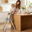Toddler Step Stool, Kids Toddler Tower Foldable, Pro-A Structure for Maximum Stability, Kitchen Stool Helper with Anti-Drop Structure and Safety Railing, Ultra-Secure, Ideal for Toddlers & Youngsters