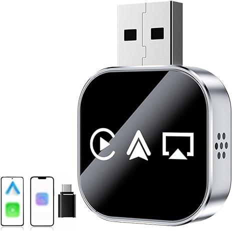 Wireless Carplay Mirror Link Adapter, 2026 Upgrade 3 in 1 Compatible with Airplay/Android Auto/Carplay for Cars with Built-in Wired Carplay Plug, USB Adapter for iPhone Apple Android(for iPhone)
