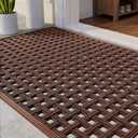 Bulijojo Outside Entrance Doormat with Drainage Holes 24"x36" Brown