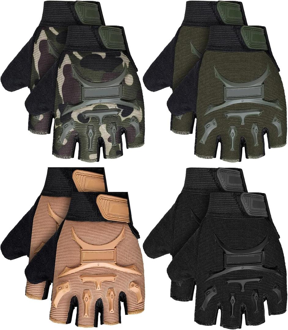 SATINIOR 4 Pairs Kids Half Finger Cycling Sport Gloves (4-6 Years)