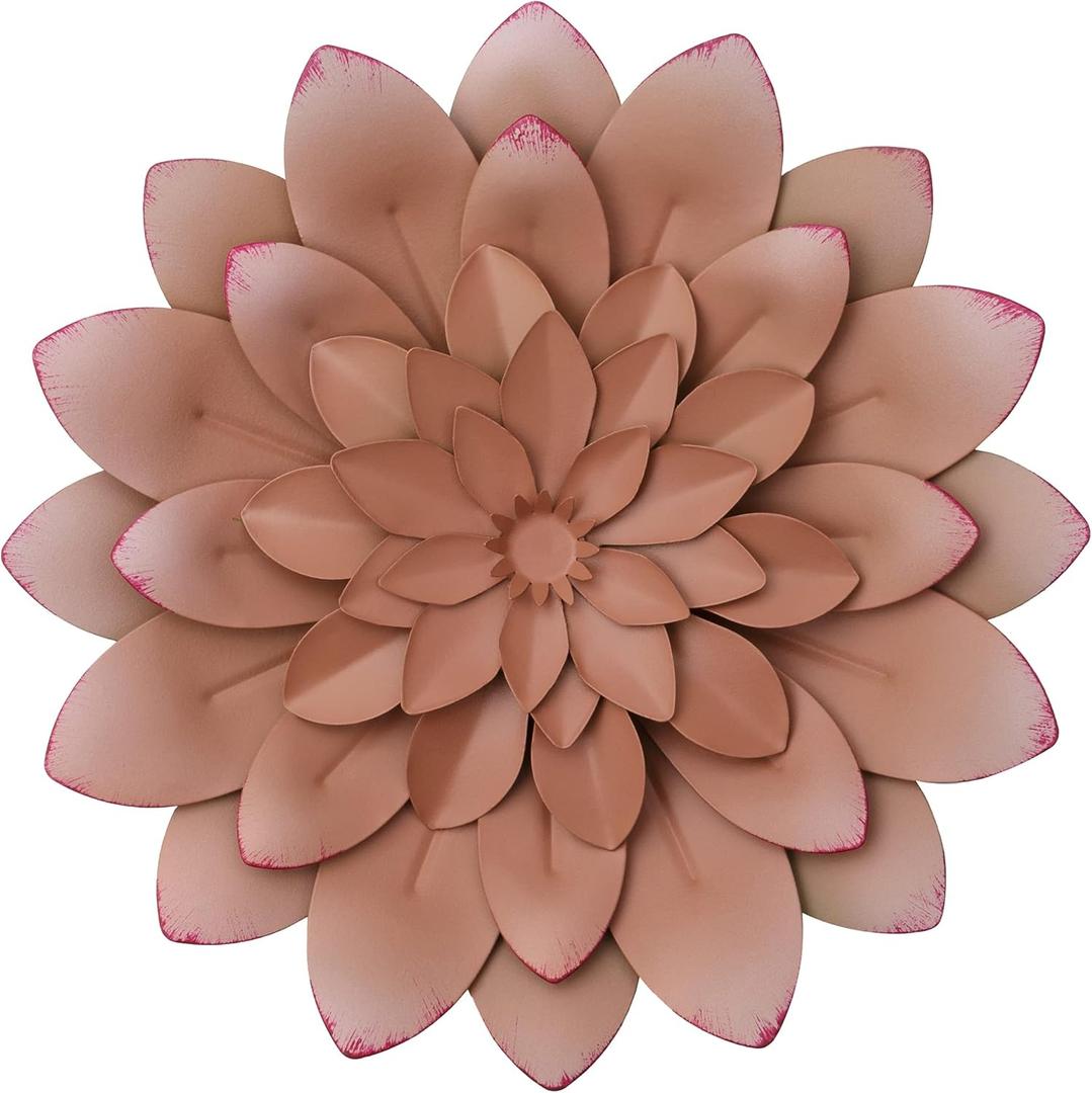 Everydecor Succulent Metal Flowers Wall Decor  Pink, Hand Painted, 3D Flower Art Decoration for Living Room, Bedroom, Kitchen, Bathroom - Floral Decor for Indoor & Outdoor Use