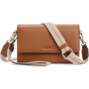 Small Crossbody Bags for Women RFID Vegan Leather Wristlet Phone Mini Purse Shoulder Handbag Wallet Travel Purse (Brown)