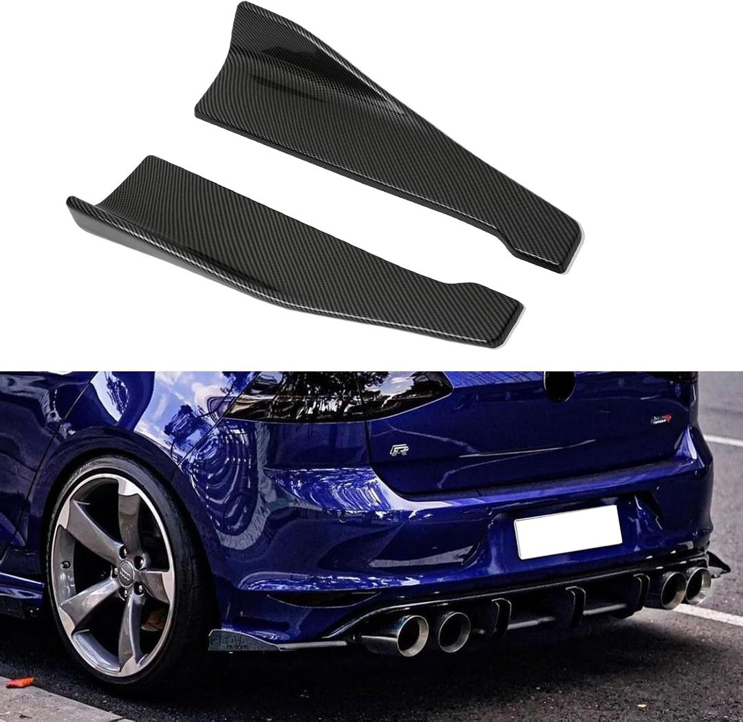 Universal Car Rear Bumper Lip Splitters Fins Spoiler Canards Diffuser Side Fin Scratch Black Mudguards Protector - Carbon Fiber,B