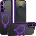 for Samsung Galaxy S25 Plus Case, Magnetic Adjustable Ring Stand [Fit for Magsafe], [Military-Grade Shockproof Protection] Phone Case with Kickstand & Ring Holder (Purple)