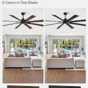 ZMISHIBO 72 Inch Ceiling Fan No Light with Remote Control, 8 Blades Quiet DC Reversible Motor, 6-Speed, Timer, Black Finish, Indoor Outdoor Ceiling Fans for Patios, Living Room, Garage