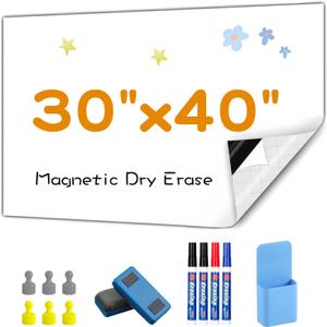 Magnetic Whiteboard Contact Paper, 30" x 40" Stick on Magnetic Dry Erase White Board Sticker on Wall, Easy to Write for Drawing, School, Office, Kitchen Fridge
