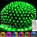 14.8ft x 5ft Christmas Net Lights, 240LED 35 Colors Changing Outdoor Christmas Mesh String Lights, Multicolor Green Blue Waterproof Connectable for St. Patrick's Day Xmas Tree Bushes Holiday Party