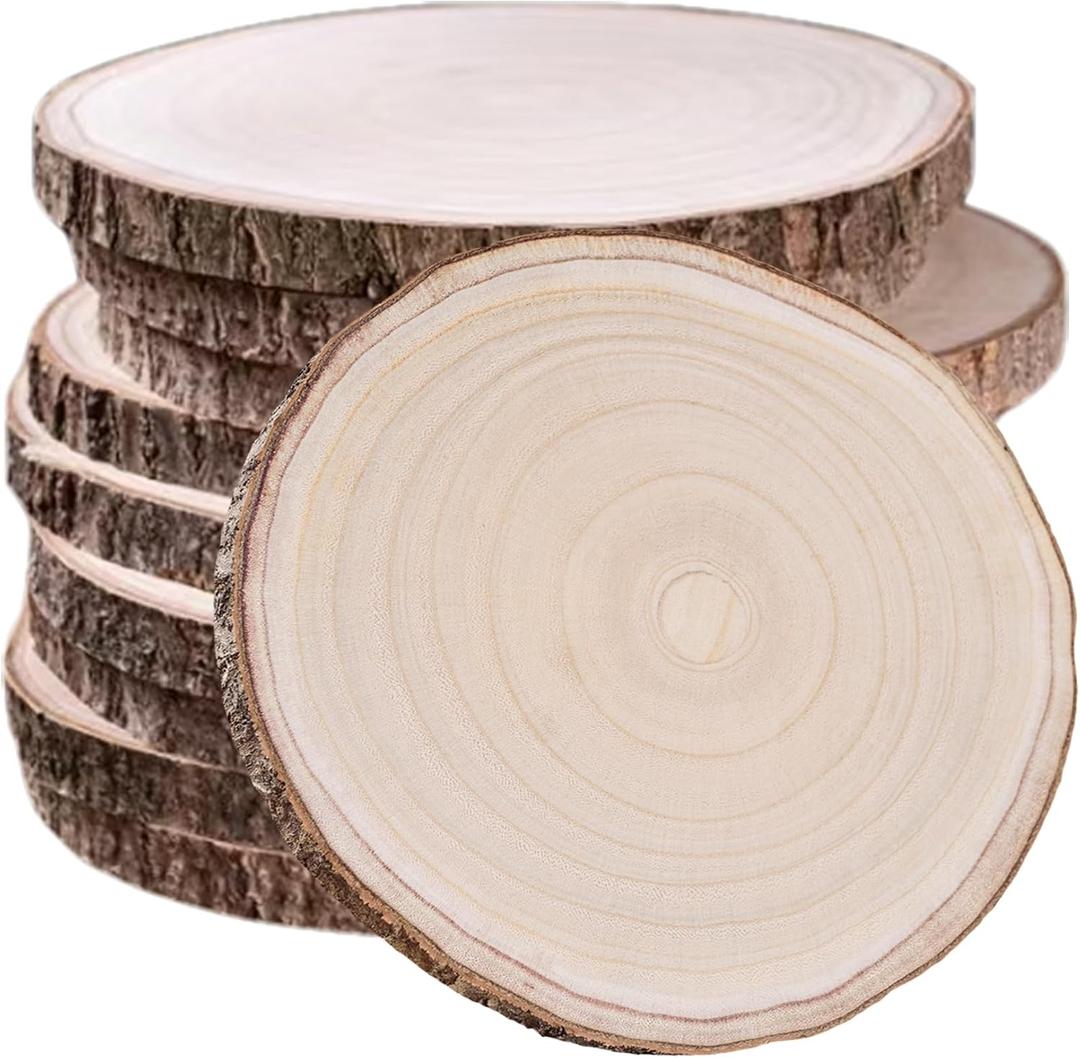 10 Pcs Natural Paulownia Wood Slices 10-11 Inches, for Centerpieces Table Decorations,Unfinished Rounds Wood for Crafts,for Rustic