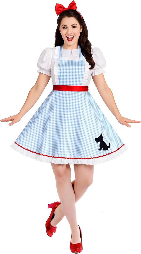 Fun Shack Adult Dorothy Costume for Women | Classic Dorothy Dress | Perfect for Halloween and Themed Parties (Small, Blue)