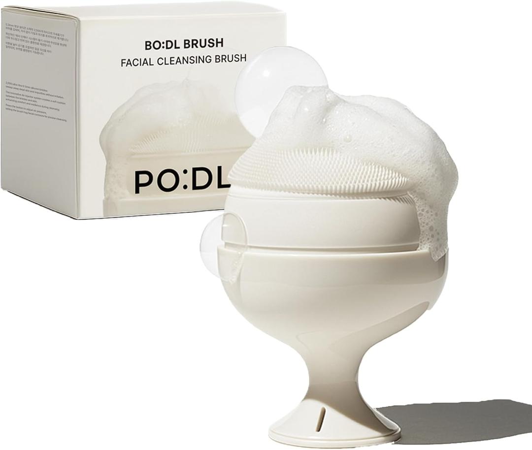 [PODL] Air-Pump Silicone Facial Cleansing Brush | Soft Manual Face Scrubber | 0.3mm Ultra-Fine Bristles, Micro-Bubble Makeup Deep Clean | Exfoliating Pore Care for Blackheads | Korean Skincare Tool
