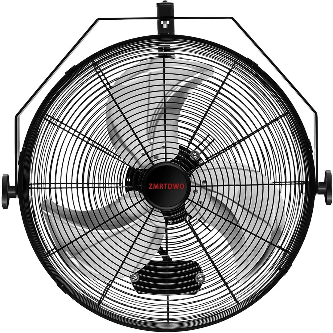 18-Inch Outdoor Wall Mount Fan, 360 Manual Adjustable Tilt, 3-Speed High Velocity Airflow, IP44 Water-Resistant Heavy-Duty Metal Industrial Wall Fan for Patios, Garages, Workshops, ETL Listed
