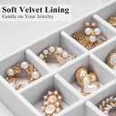 Velvet Jewelry Drawer Organizer Trays – Large White Stackable Jewelry Storage Inserts Set, 4-Layer Jewelry Tray Set for Earrings, Rings, Necklaces, Bracelets with Removable Dividers for Dresser,Vanity