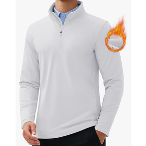 MAGCOMSEN Quarter Zip Pullover Men 1/4 Zip Golf Jacket Fleece Lined Water Resistant Sweatshirt 2 Zipper Pockets Winter