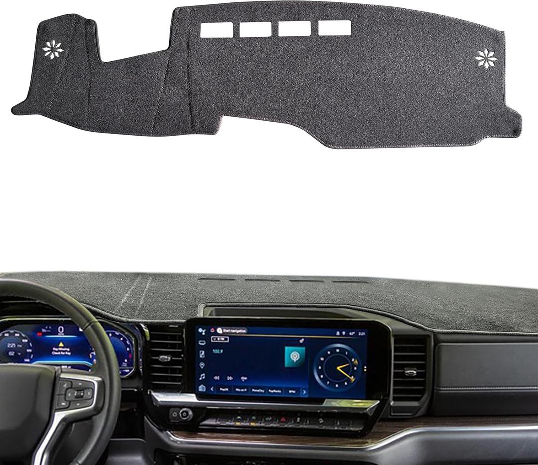 POSAID Dashboard Cover for 2022-2024 2025 Chevy Chevrolet Silverado/GMC Sierra 1500, Dash Cover for 2024 2025 Silverado Sierra 2500HD 3500HD, Gray