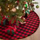 Joiedomi 36" Buffalo Plaid Christmas Tree Skirt Decor - Red and Black Checked Mat for Xmas New Years Eve Holiday Party Outdoor Decoration