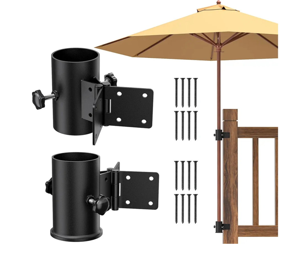 Heavy Duty Patio Umbrella Holder,Deck Umbrella Mount,Patio Umbrella Stand Outdoor Umbrella Clamp Bracket for Deck Railing, Balcony, Courtyard, Fences etc (Corner Surfaces Mount, 4pcs)