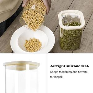 Square Pantry Glass Jars with Clear Airtight Lids Kitchen Canisters Sets for Flour, Sugar Refrigerator Safe, 40oz