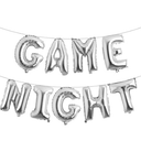 Game Night Balloon Banner,Party Backdrop Photography for Game On Birthday Party Decor Sleepover Slumber Prom Gaming Party Cake Table Decor, Silver