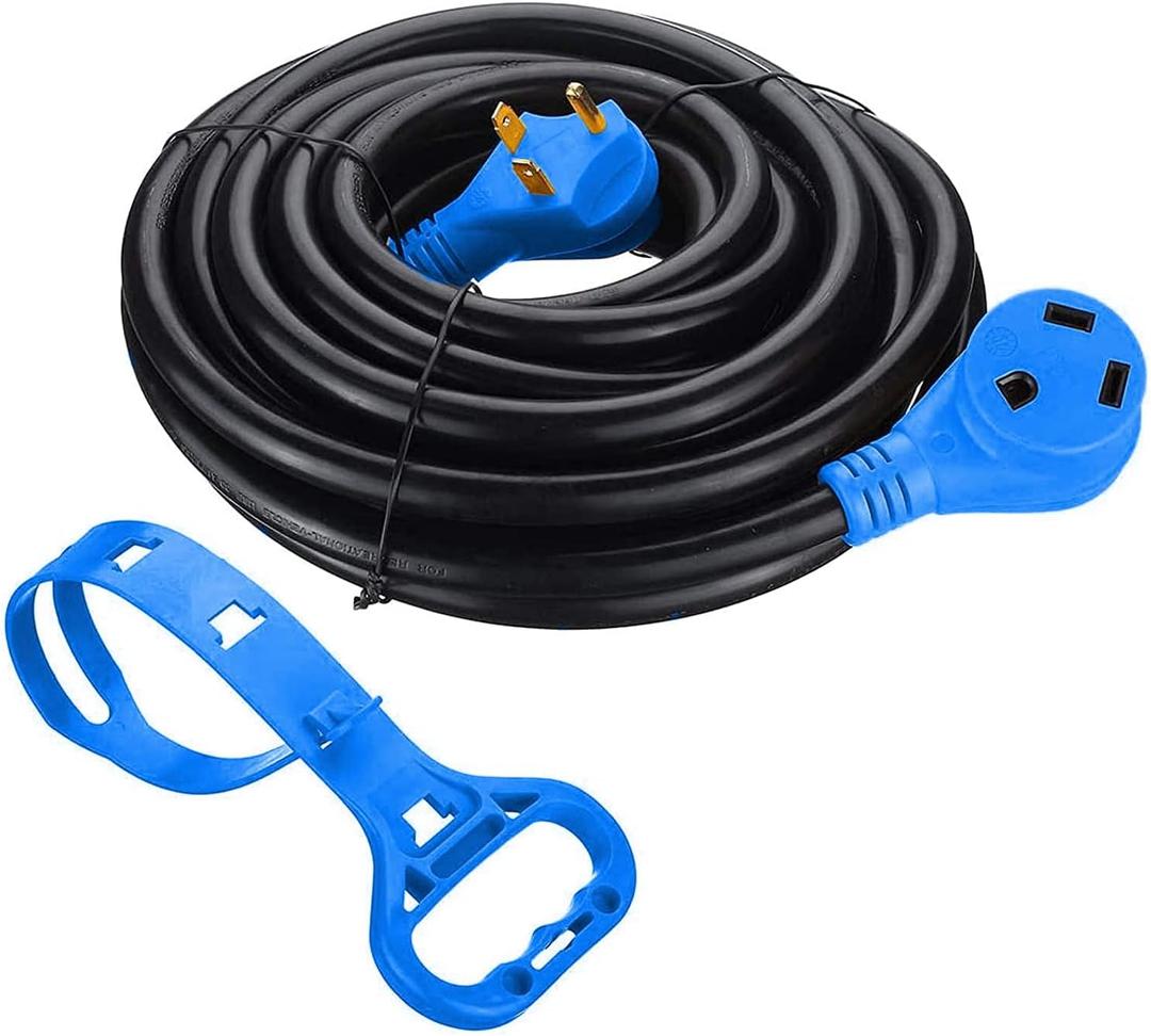 Miady 30ft 30Amp Heavy Duty RV Extension Cord, Easy Unplug Design with Cord Organizer, 10 Gauge, ETL Listed