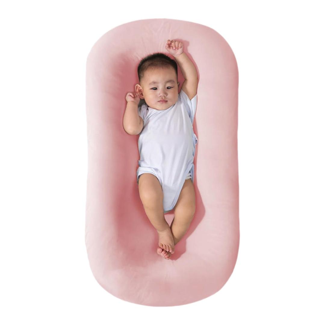 Baby Lounger Pillow for Newborn, Newborn Lounger Nest Sleeping for Baby in Bed, Infants Lounger for Boys & Girls (Pink, 29.5*19.3 in)