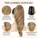 Lommel Ponytail Extension 18Inch Claw Clip Ponytail Extension Brown with Golden Highlights Wavy Curly Claw Clip in Ponytail Hair Extensions, Natural Fake Ponytail Synthetic Hairpiece for Women