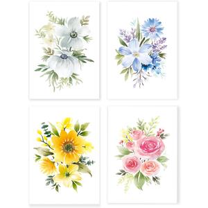 Blank Cards, 40 Pack Floral Pattern Thank You Greeting Cards with Peel-and-Seal Rustic Envelopes Size 4x6 Inch