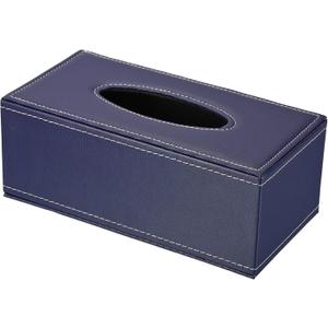 PATIKIL 9.4x4.7x3.7" Tissue Box Cover, PVC Leather Rectangle Waterproof Napkin Paper Towel Dispenser Holder for Countertop Home Office Car, Blue