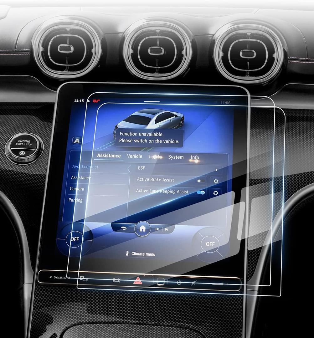 [Upgrade] 2 Pack 11.9-Inch Screen Protector for 2022~ 2025 2026 Mercedes Benz C300 C Class C250 /2023 ~ 2026 GLC300 [No Glare & Fingerprint] Touchscreen 9H Tempered Glass Navigation Radio Screen Protector Benz C300 Accessories