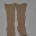 Thigh High 15-20mmHg Compression Stocking, Compression Socks for Women & Men Circulation with Silicone Dot Band-Ideal for Athletic, Medical, Travel Use L (15-20mmHg,Closed Toe,Beige)